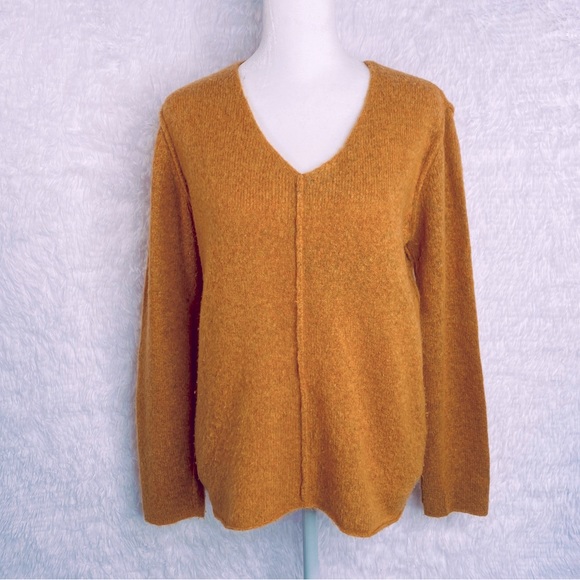 Eileen Fisher Italian Yarn Wool Blend Pullover Sweater S Orange Seam Detail - Picture 1 of 6
